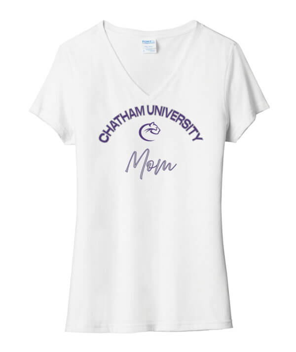 Port and Company Women's Fan Favorite Blend V-Neck Tee | Chatham Cougar Mom